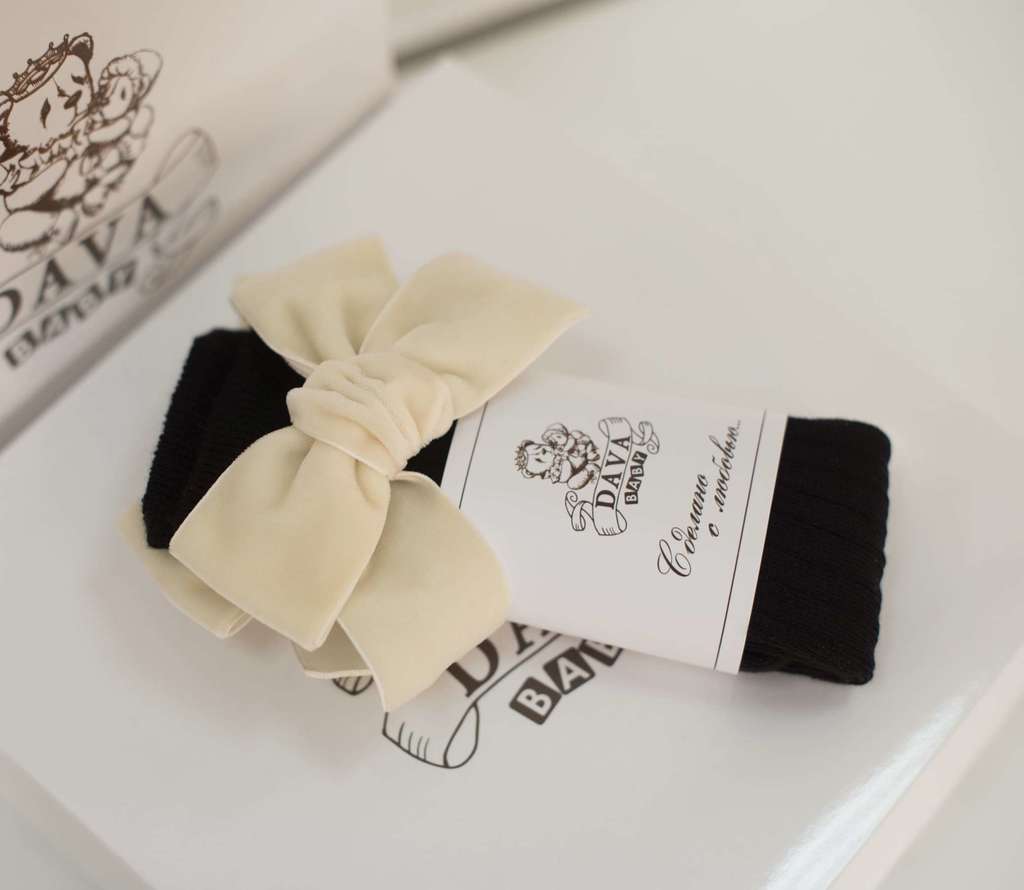 Гольфы RIB "Бантик BOW"  цвет: черные/молочный