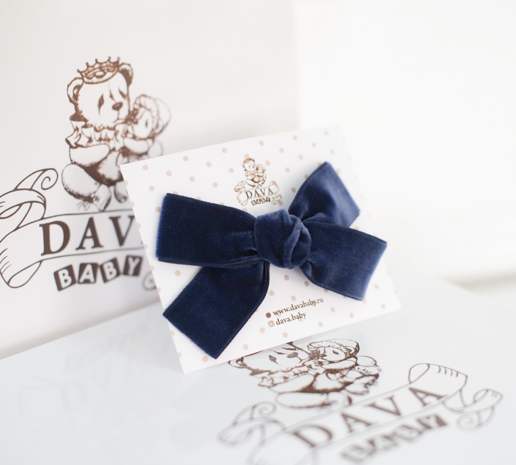 Заколка "Бантик mini" цвет: темно-синий