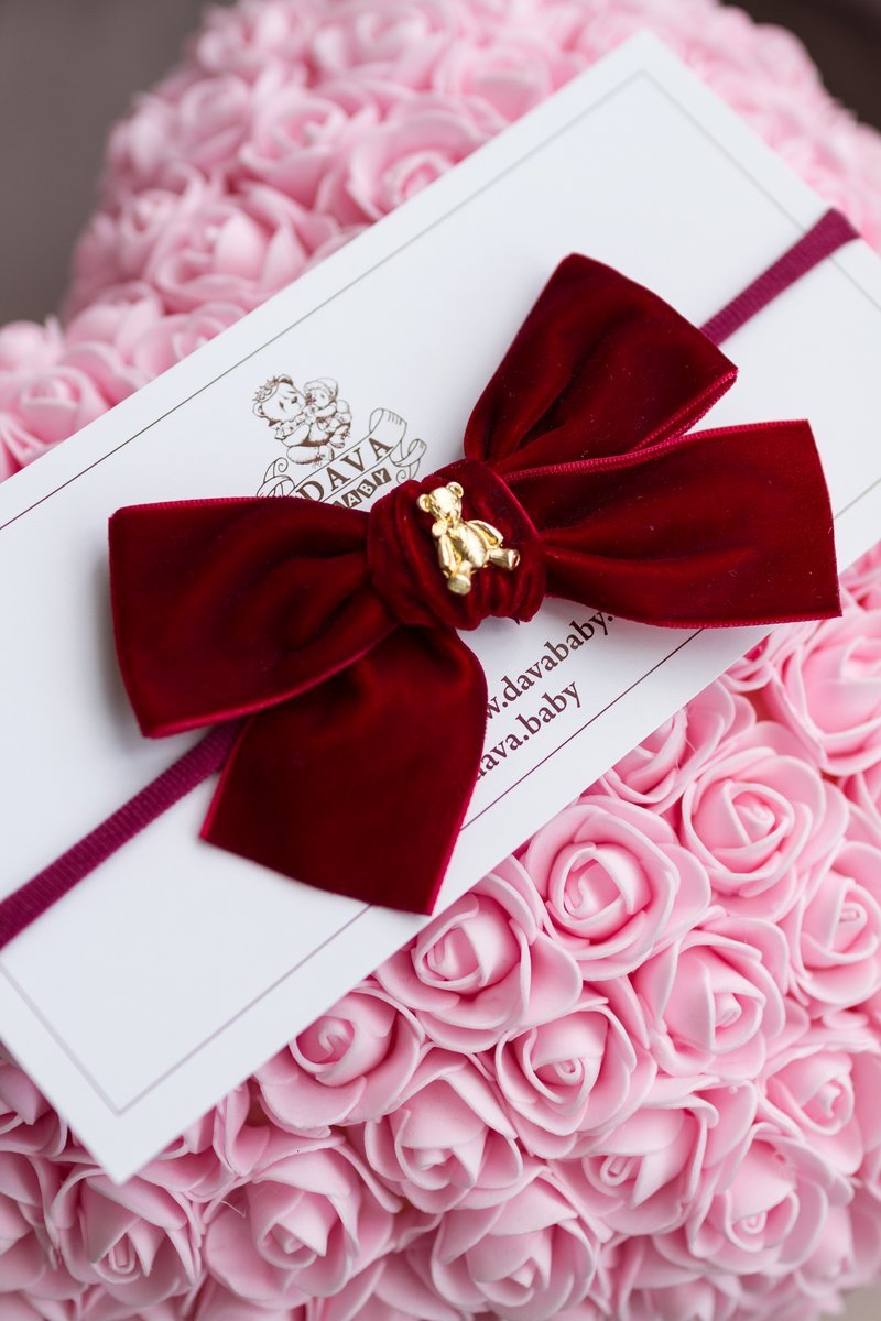 Повязка "Золотой мишка" цвет:  бордовый