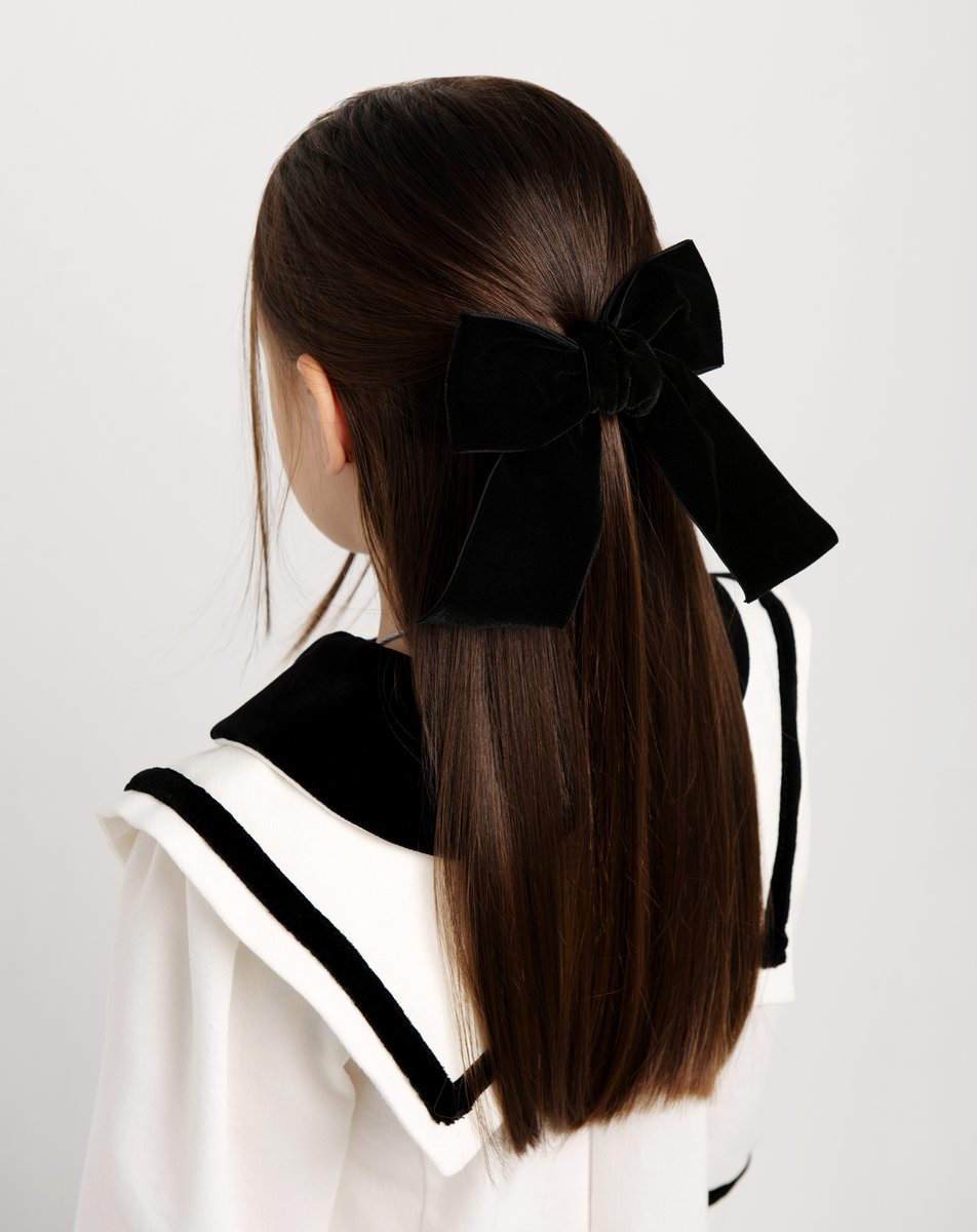 Заколка бархатная "Bow Big Size" цвет: черный