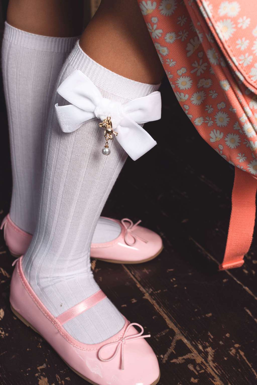 Гольфы RIB "Золотой мишка с жемчужинкой" цвет: белый