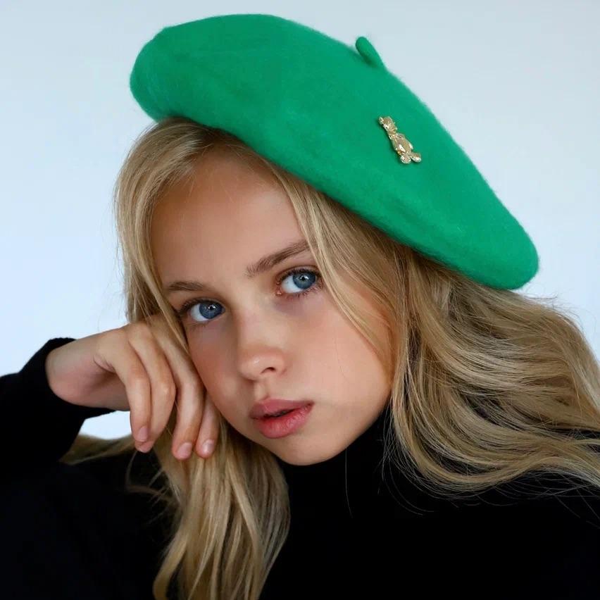 Берет "Золотой мишка" цвет:  травяной зеленый