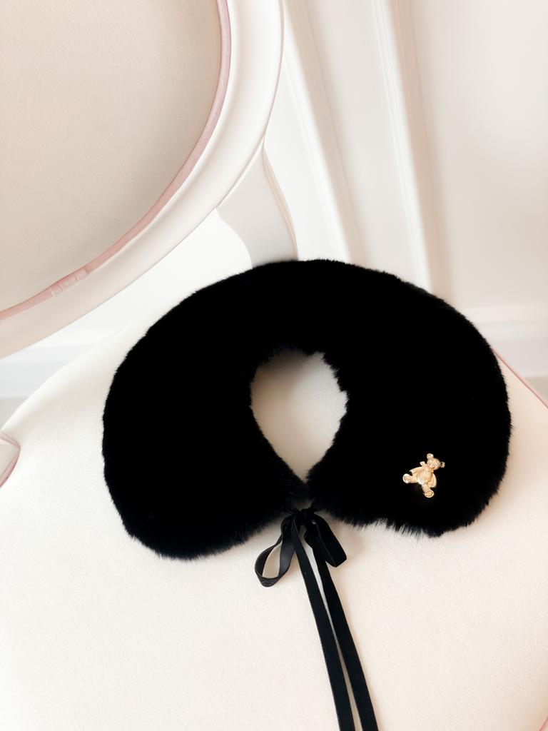 Воротник из экомеха, цвет: черный