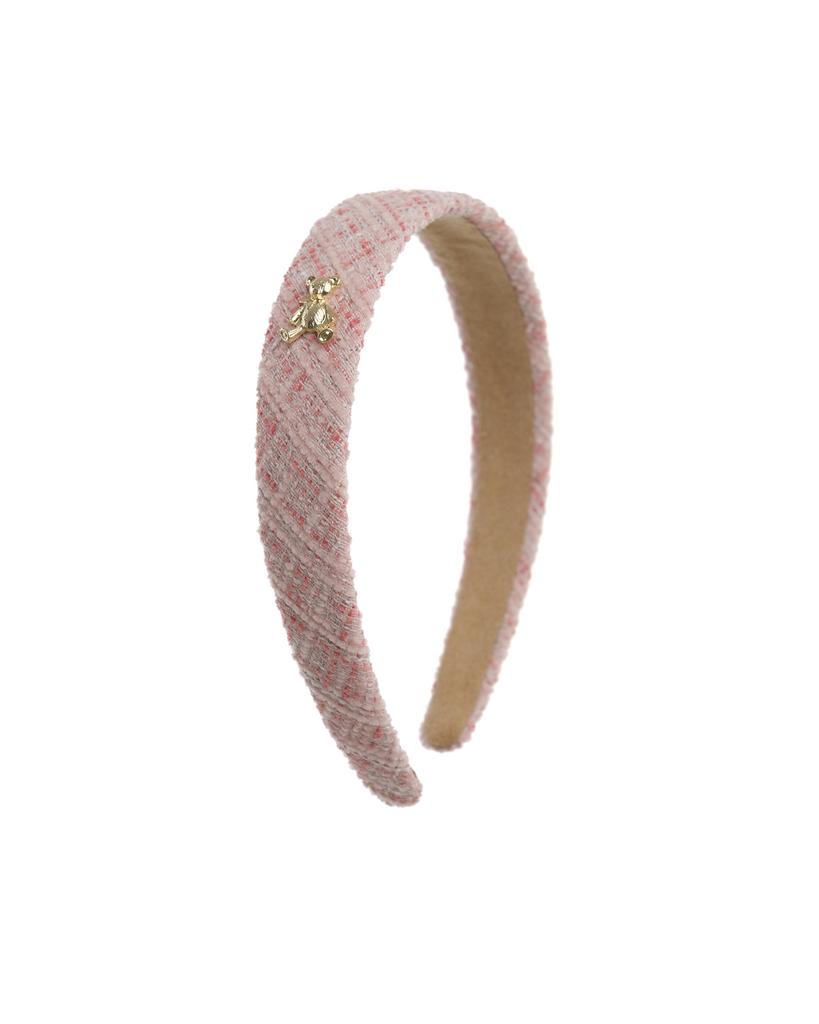 Ободок "Золотой мишка" твидовый, цвет: светло-розовый