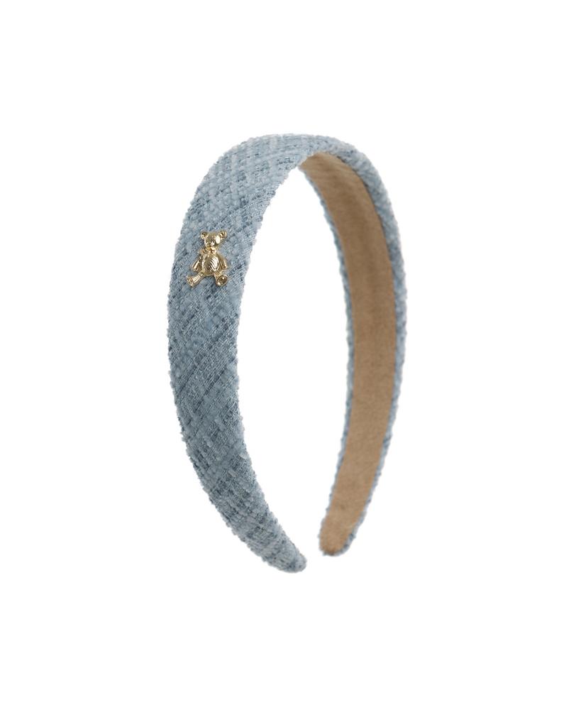 Ободок "Золотой мишка" твидовый, цвет: голубой