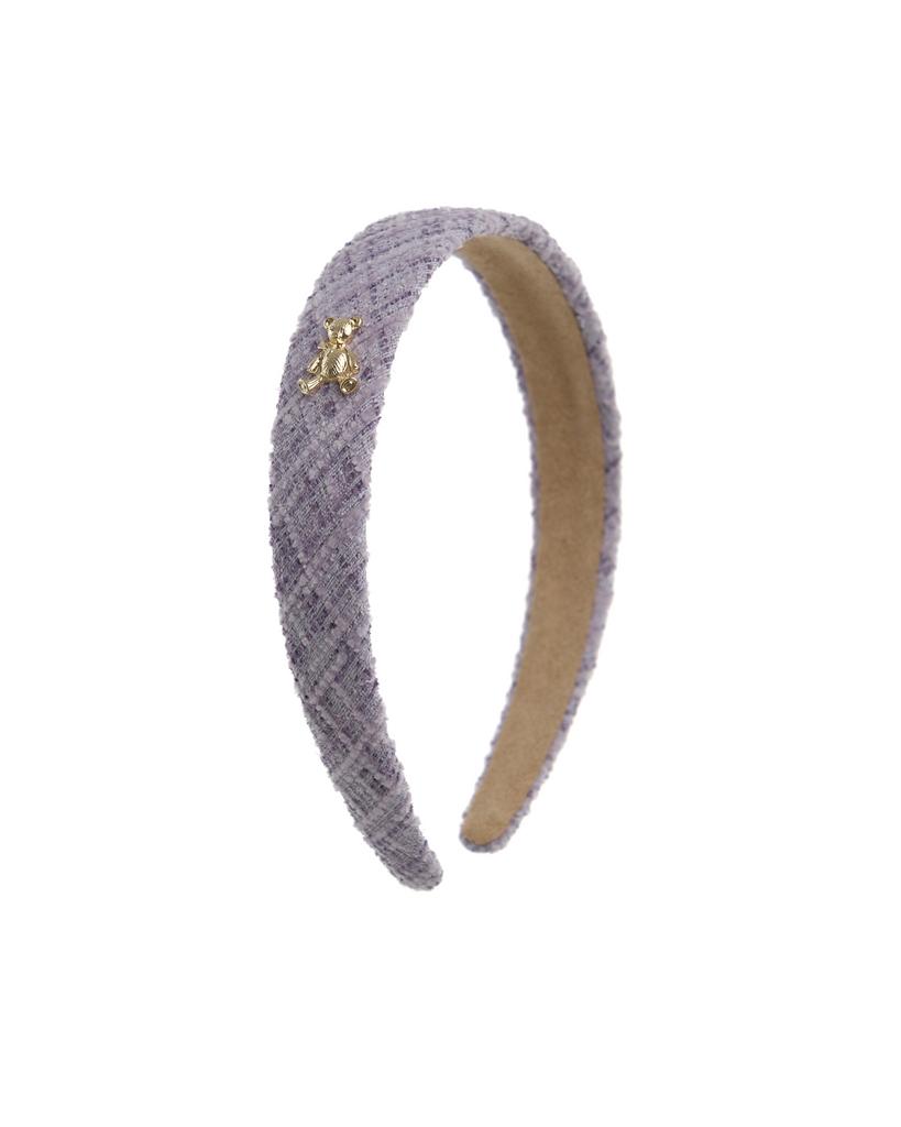 Ободок "Золотой мишка" твидовый, цвет: сиреневый