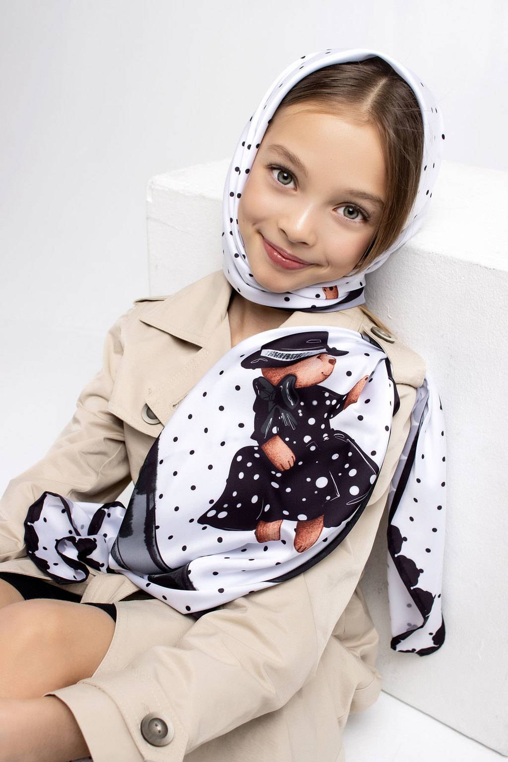 Шелковый платок "Горох/Monro/Винтаж"