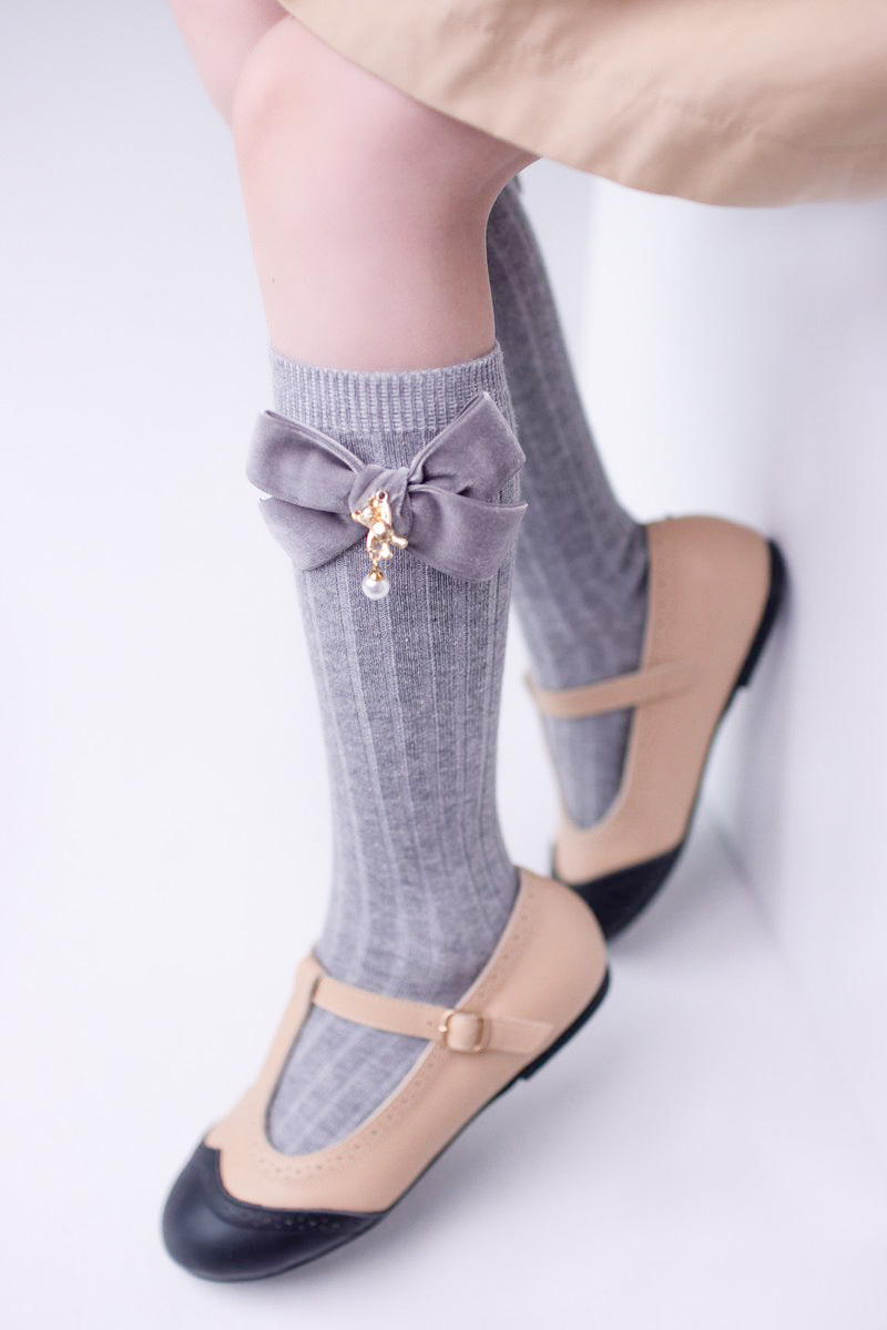 Гольфы RIB "Золотой мишка с жемчужинкой" цвет: серый