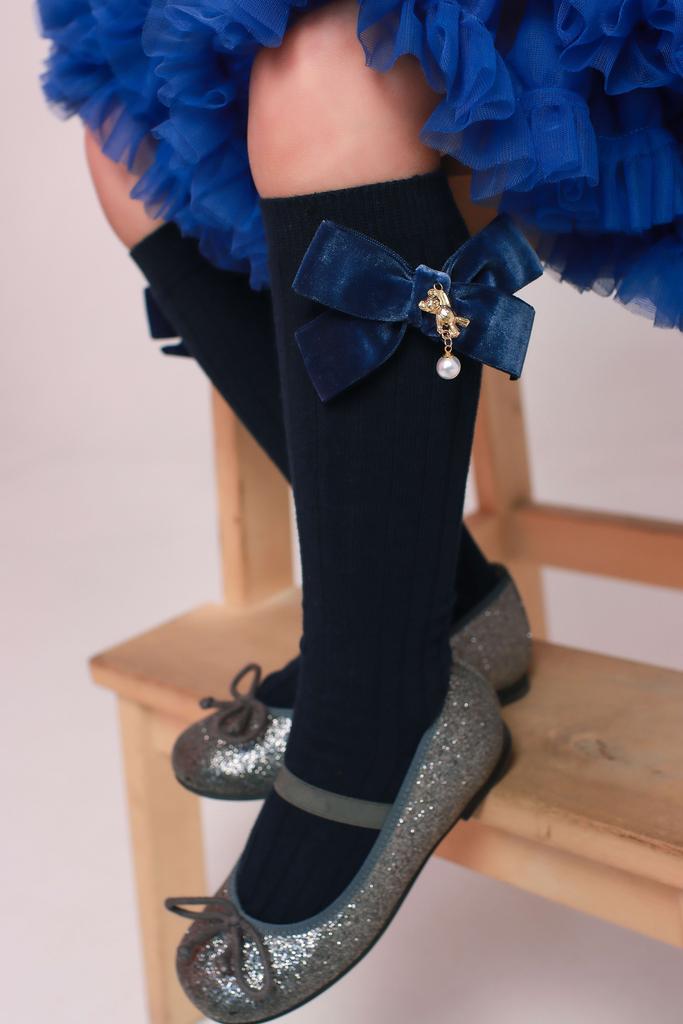 Гольфы RIB "Золотой мишка с жемчужинкой" цвет: синий/темно-синий