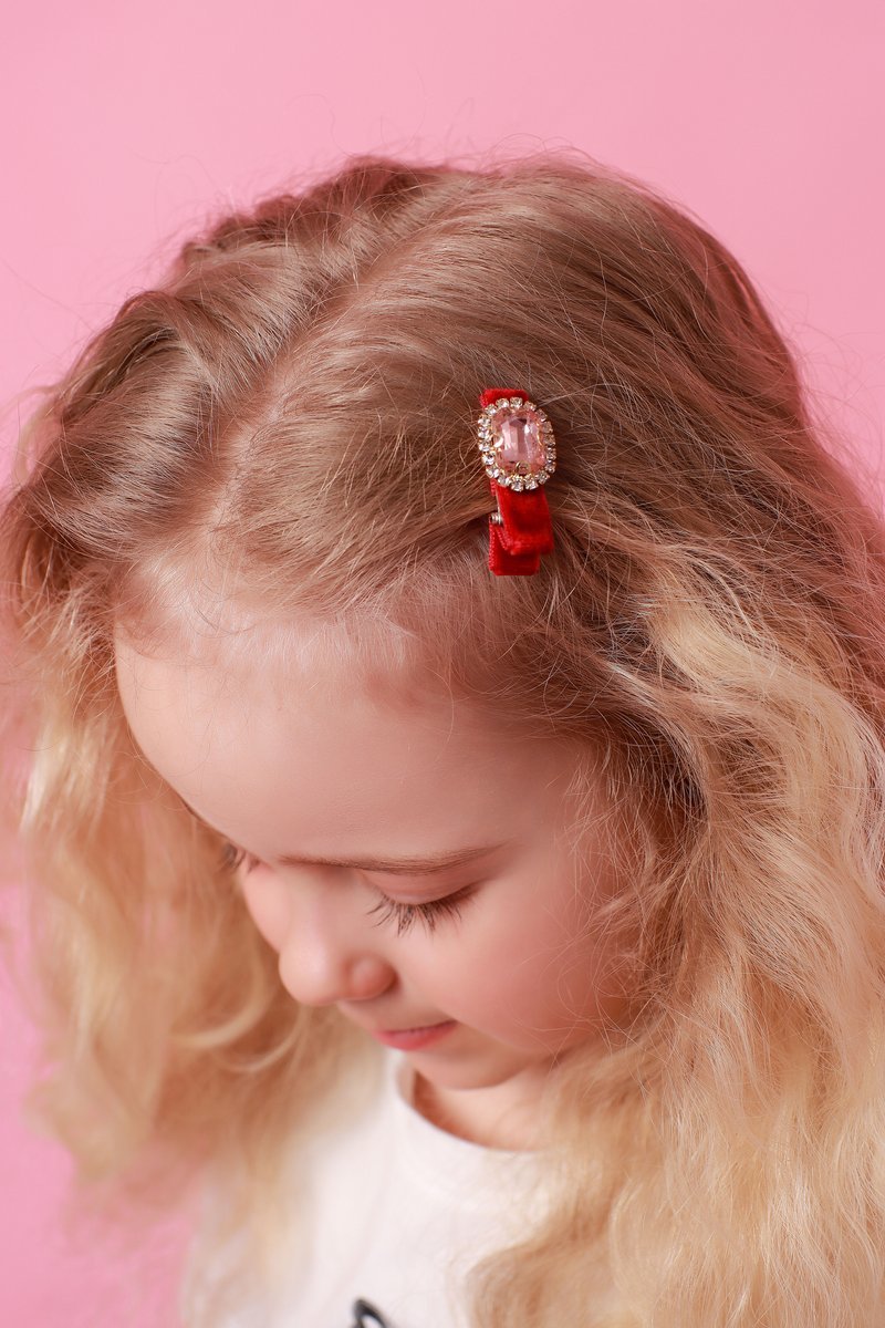 Заколка "Crystal" цвет: бордовый