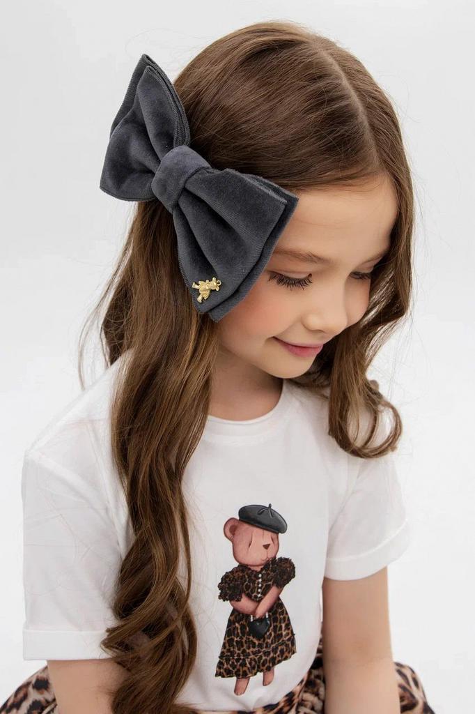Бант на заколке «Velvet Gray» размер М