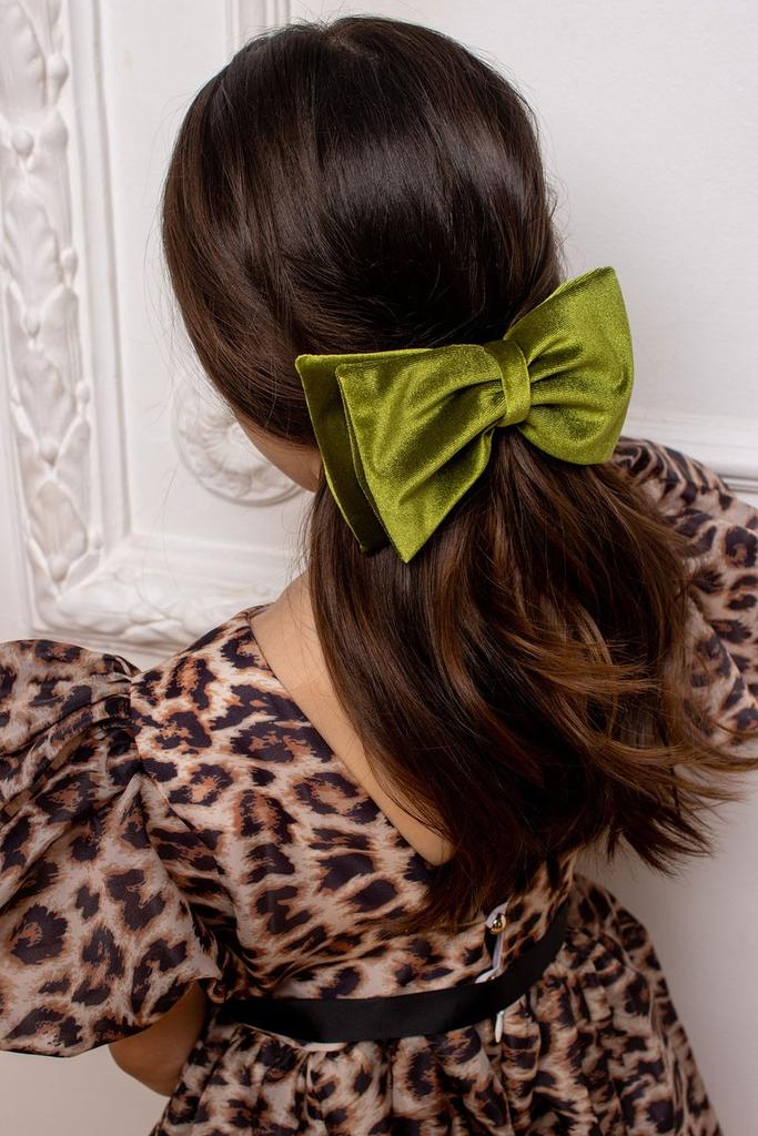 Бант на заколке Velvet Olivka, размер L