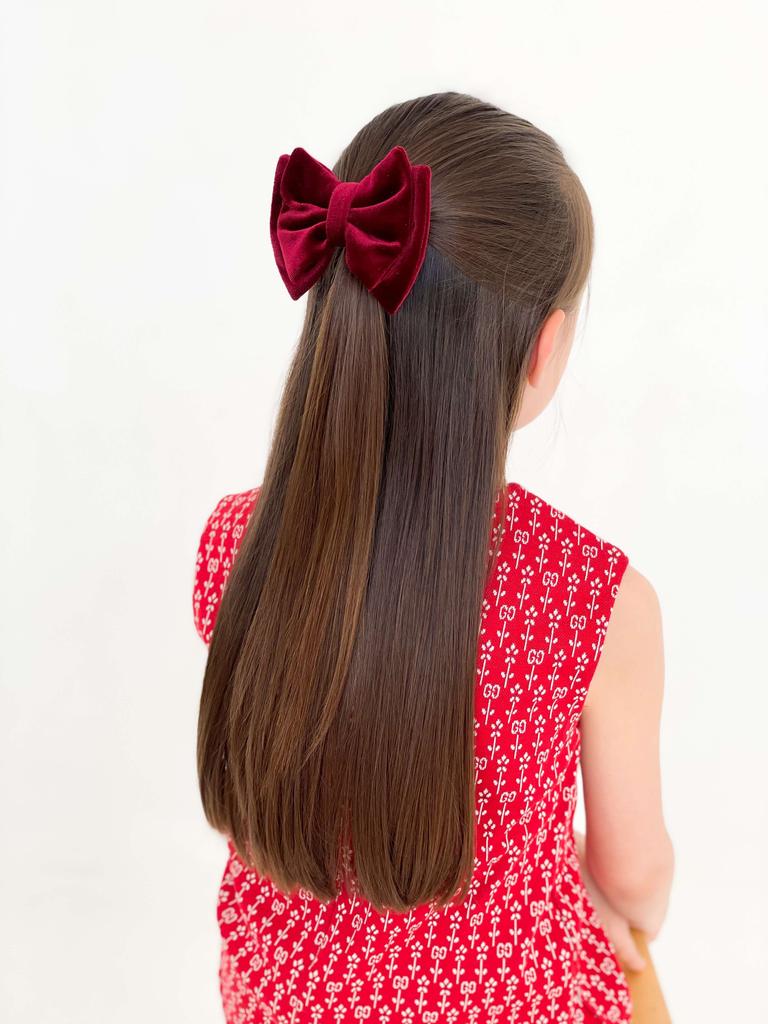 Бант на заколке Velvet Wine Red, размер S