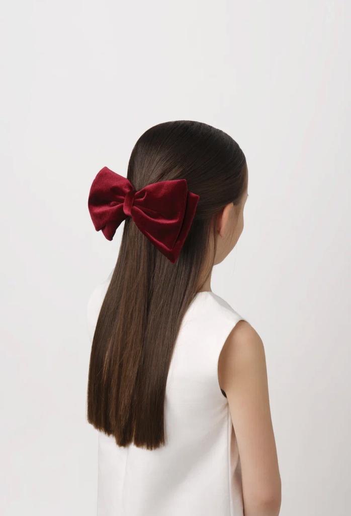 Бант на заколке Velvet Wine Red, размер L