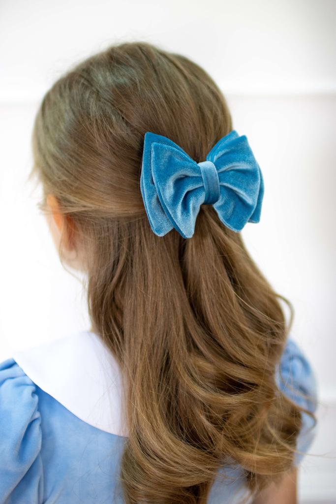 Бант на заколке Velvet Aquamarine, размер S