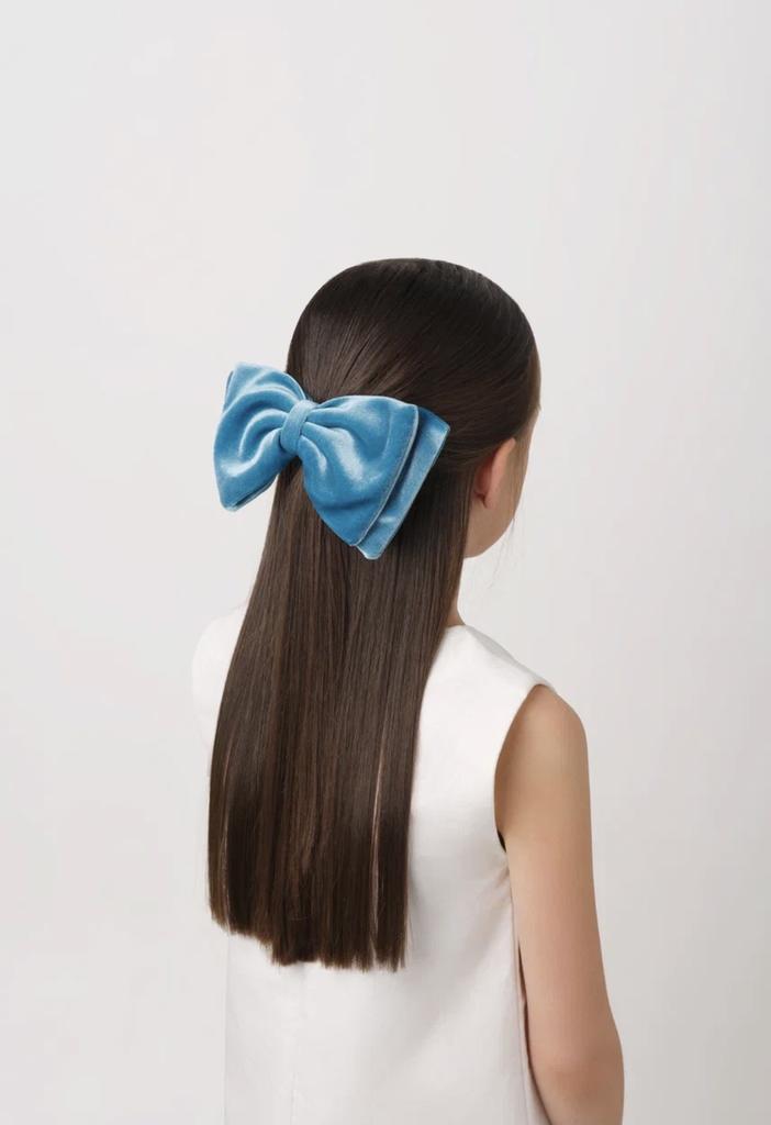 Бант на заколке Velvet Aquamarine, размер L