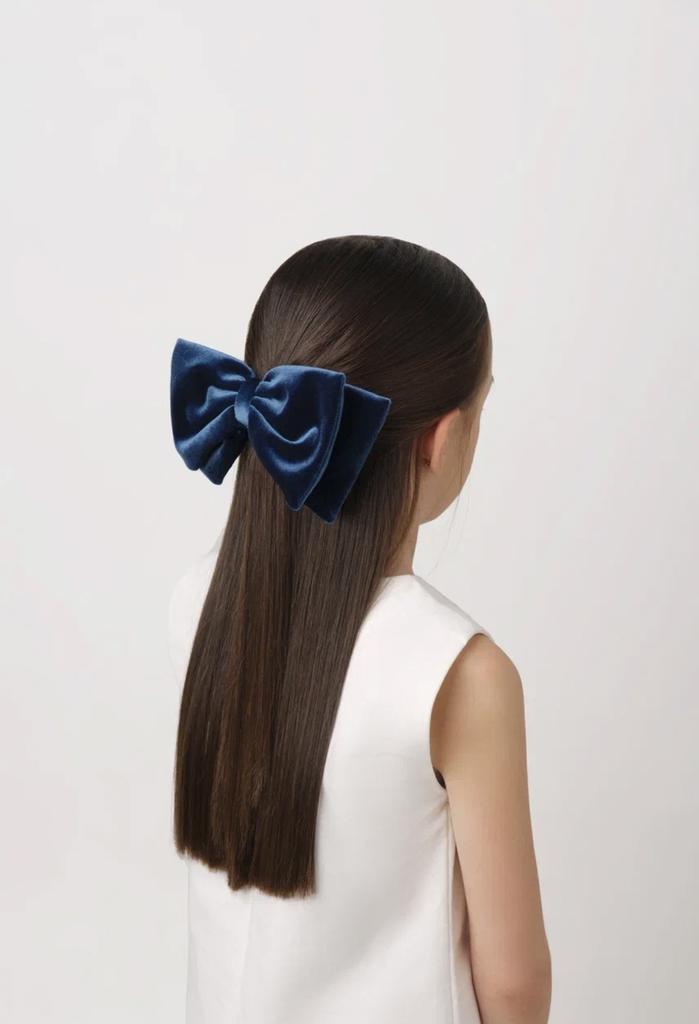 Бант на заколке Velvet Dark Blue , размер L