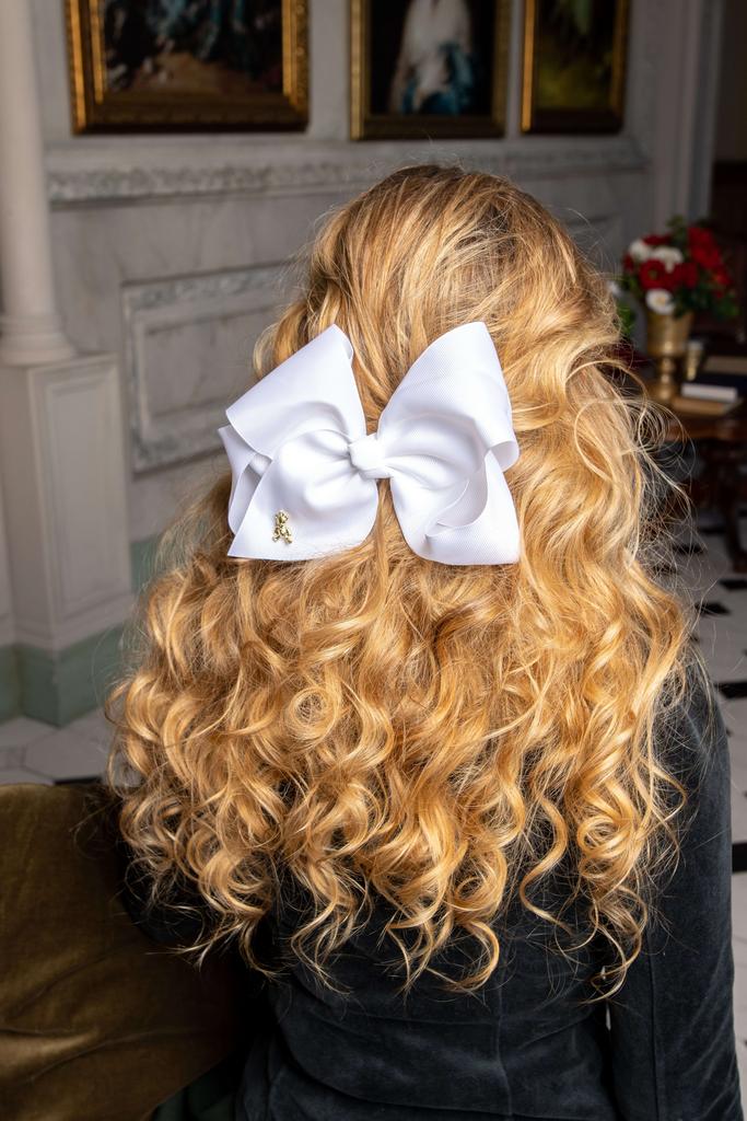 Бант на заколке «Мишутка» XL цвет: белый