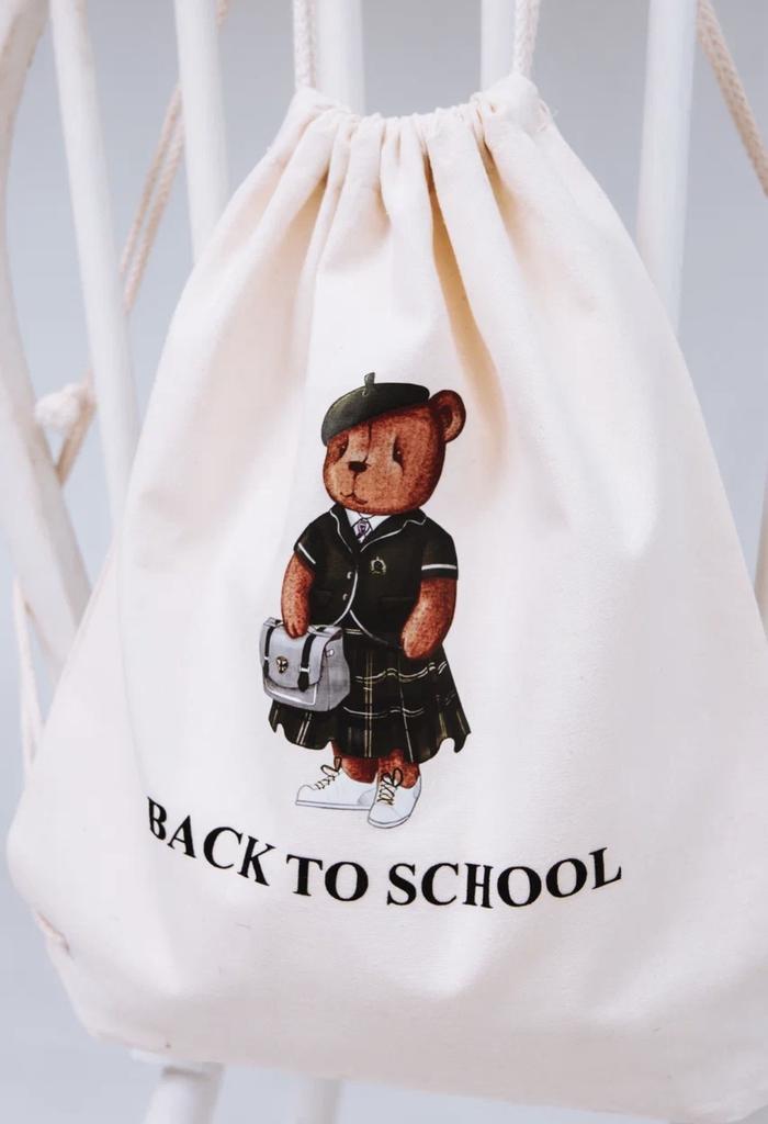 Сумка-мешок BACK TO SCHOOL цвет: кремовый/медведь зеленый