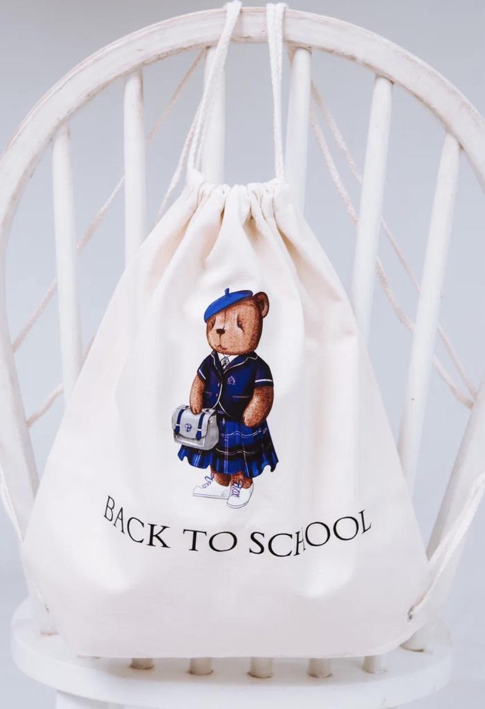 Сумка-мешок BACK TO SCHOOL цвет: кремовый/медведь синий