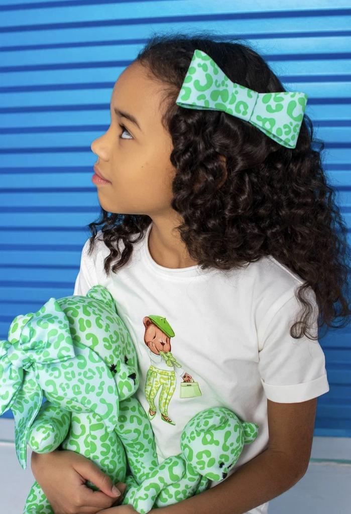 Бант на заколке "Betty/Leopard" цвет: зеленый