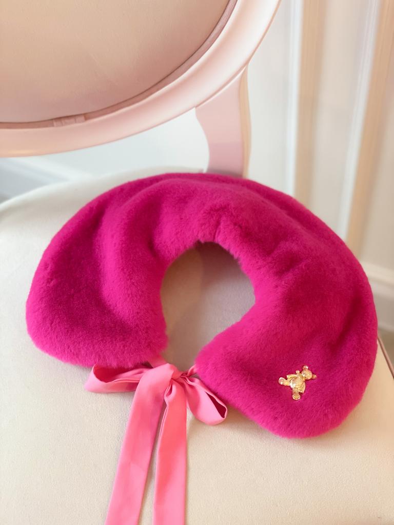 Воротник из экомеха, цвет:  фуксия