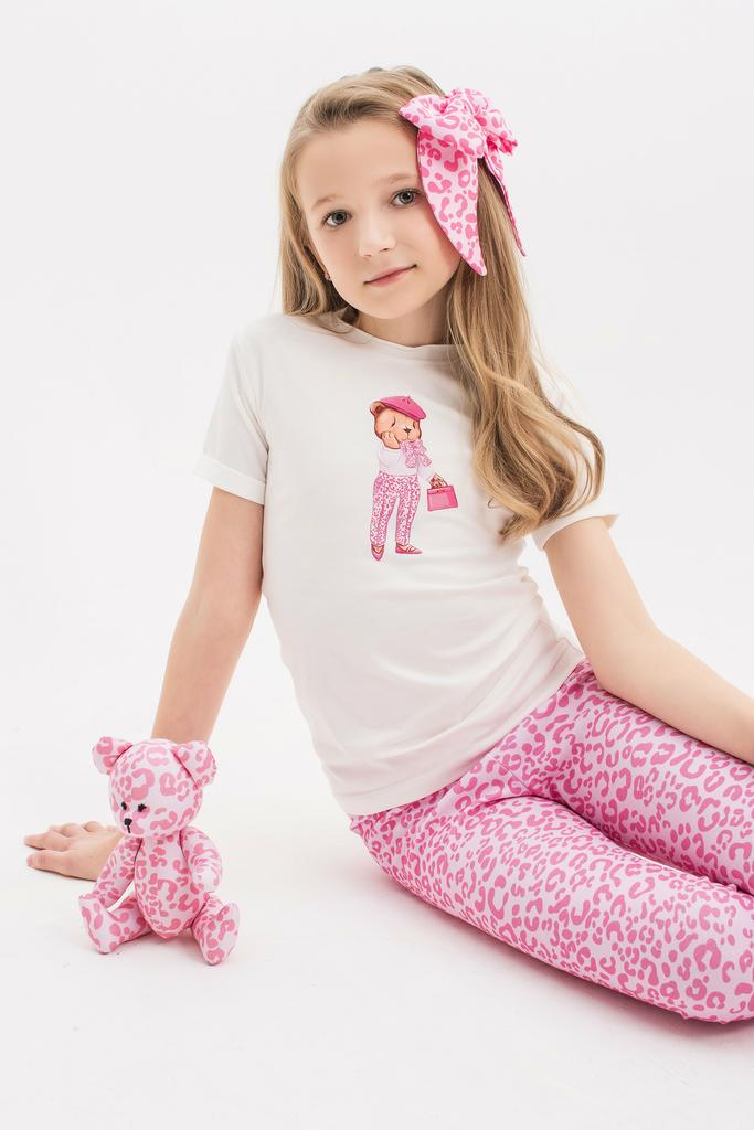 Футболка Leopard ,цвет: молочный/розовый