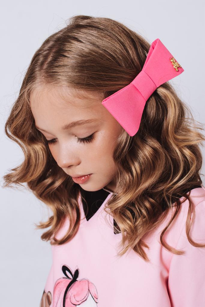 Бант на заколке "Betty/Bear" ярко-розовый