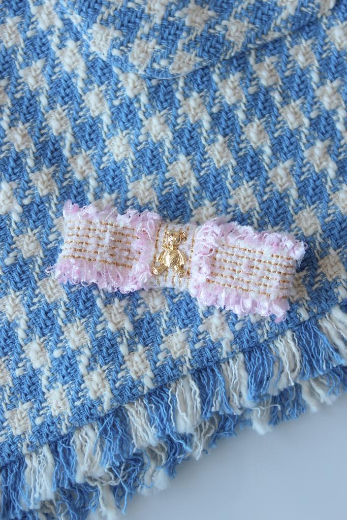 Заколка «Золотой мишка tweed» цвет: розовый