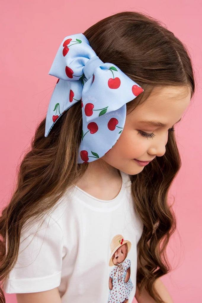 Бант на заколке «Lovely Cherry » цвет: голубой