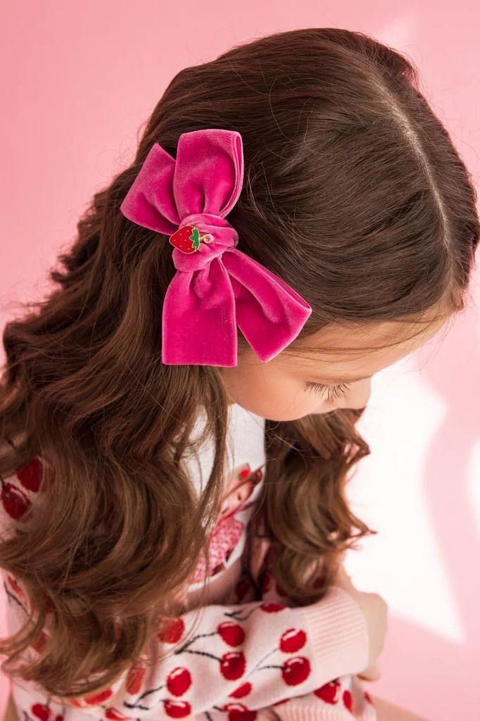 Заколка "BOW STRAWBERRY" цвет: малиновый