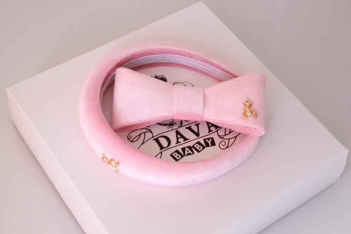 Подарочный набор бархатный ободок + бархатная заколка Betty цвет: розовый