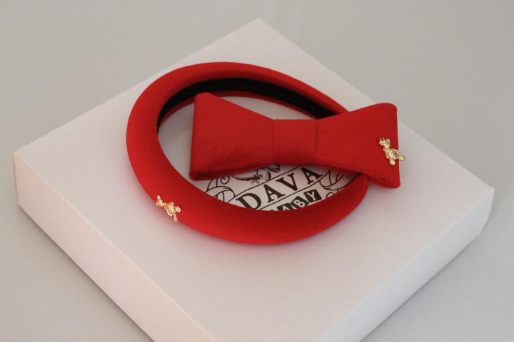 Подарочный набор бархатный ободок + бархатная заколка Betty цвет: красный