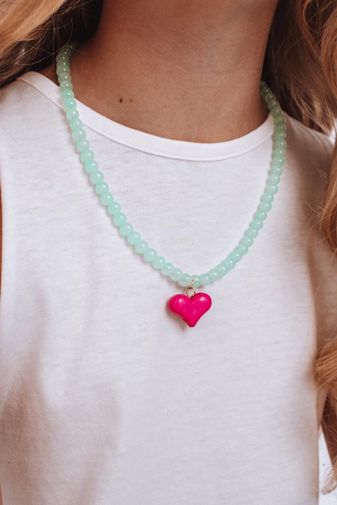 Колье Love is цвет: тиффани/малиновый