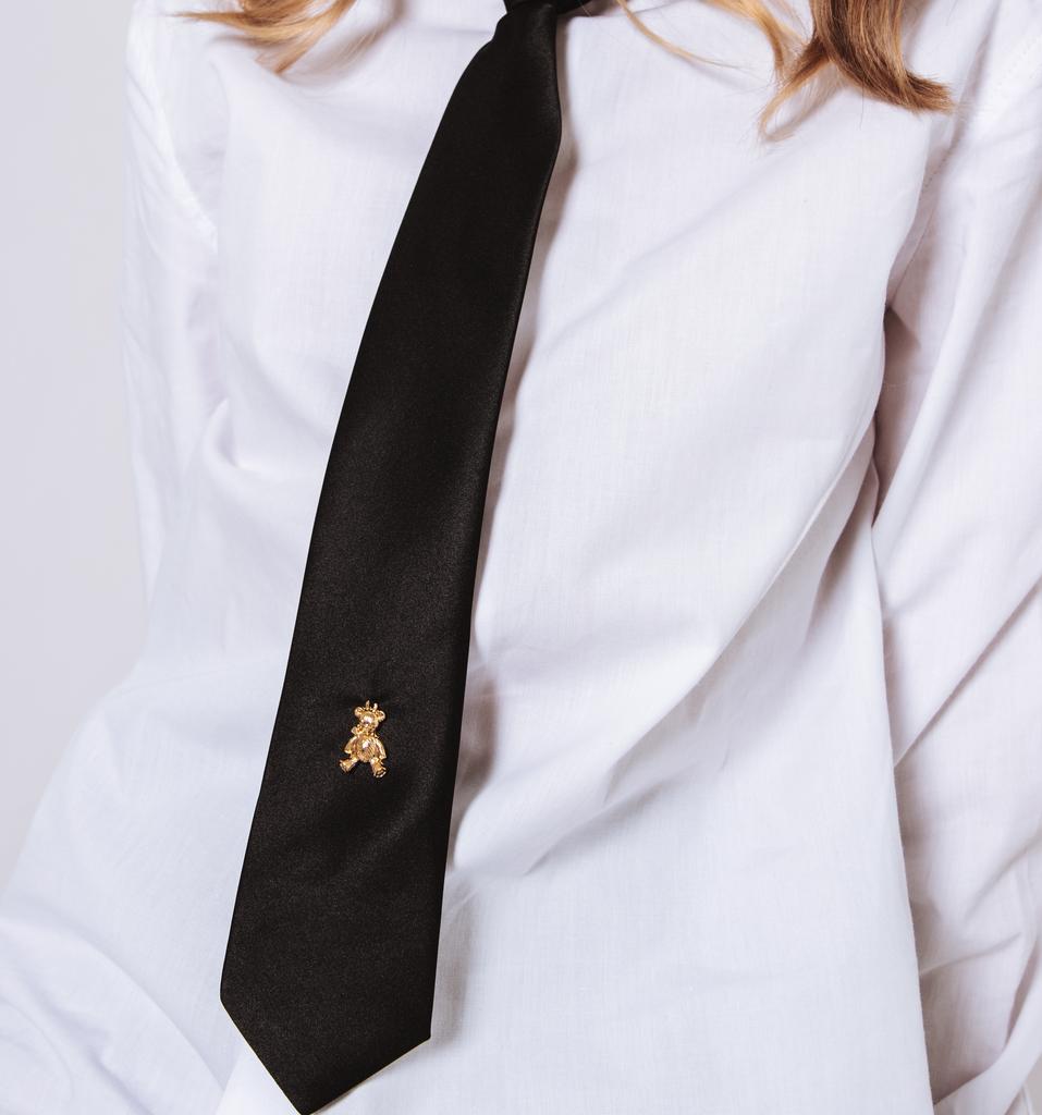 Галстук на застежке «Золотой мишка» цвет: черный