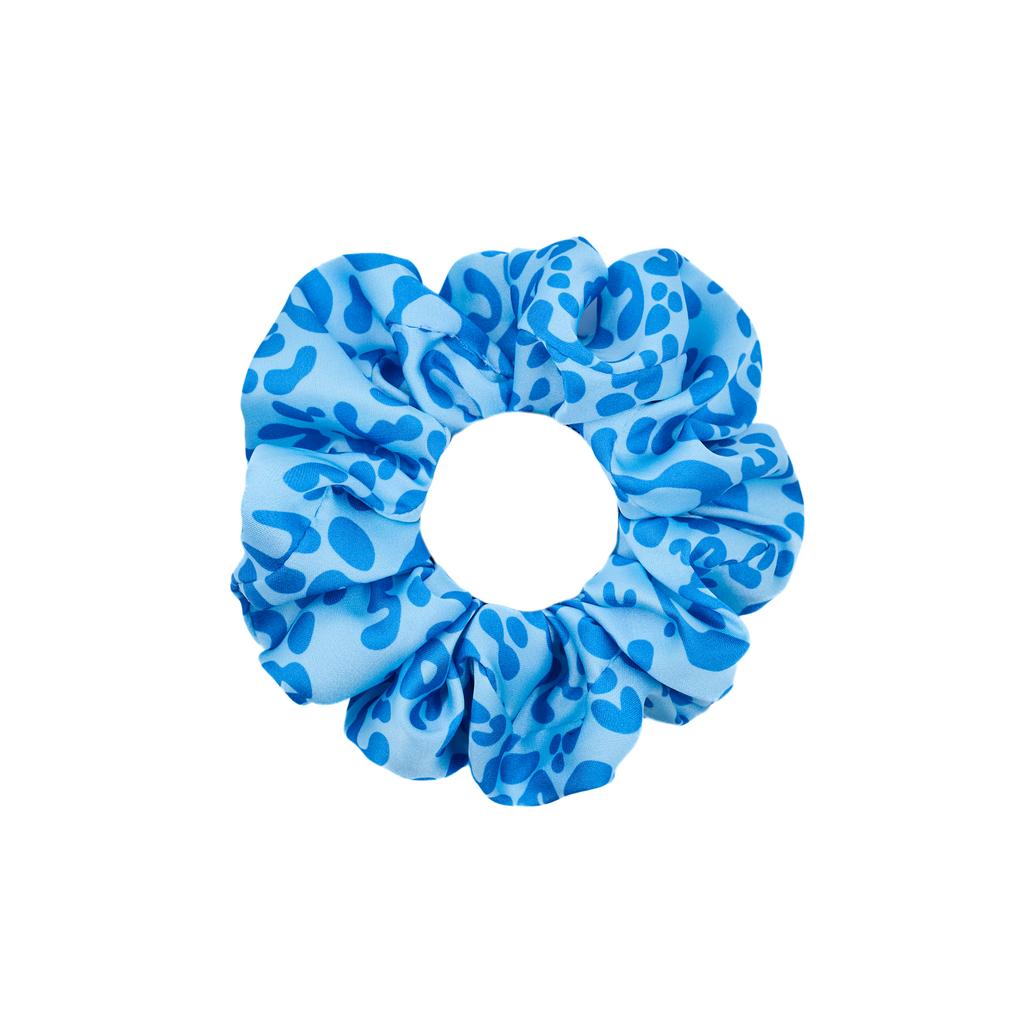 Скранч-резинка шелковая "Leopard Blue" цвет: синий