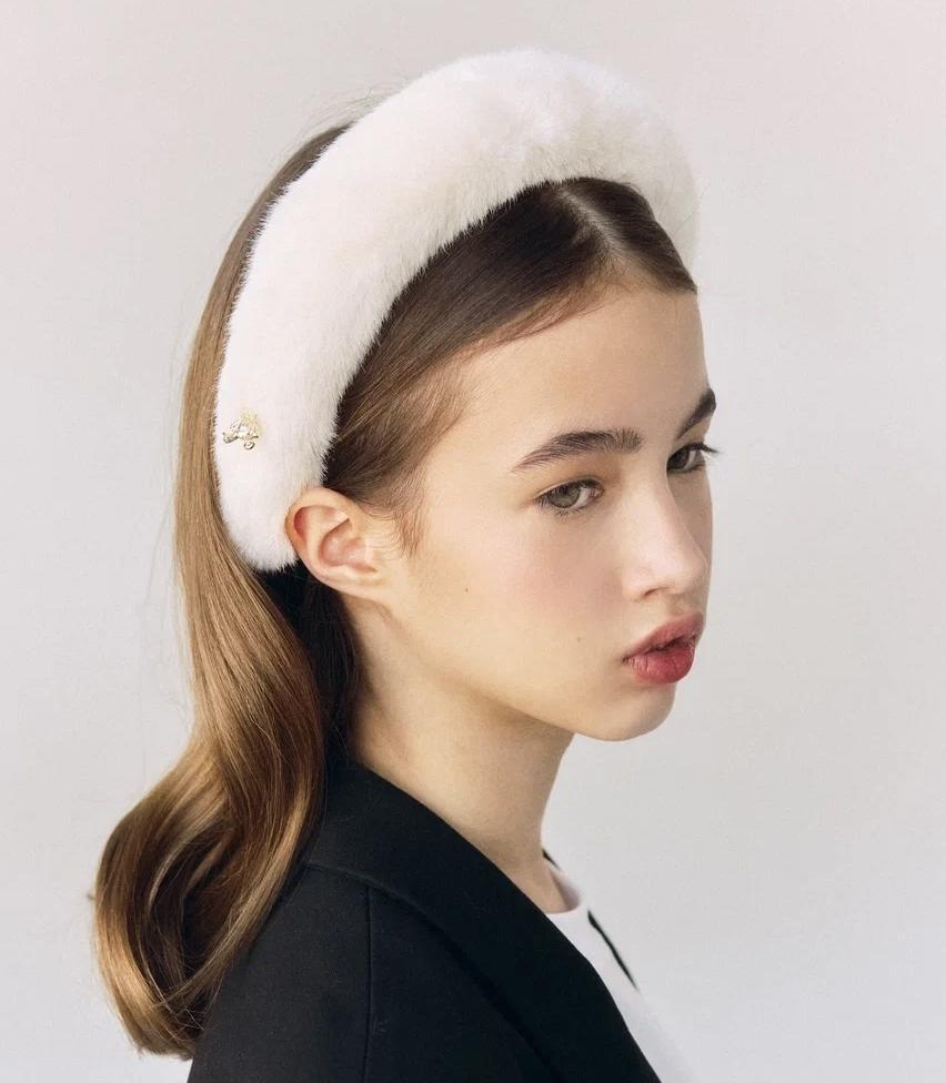 Ободок  "Fluffy" цвет: ваниль