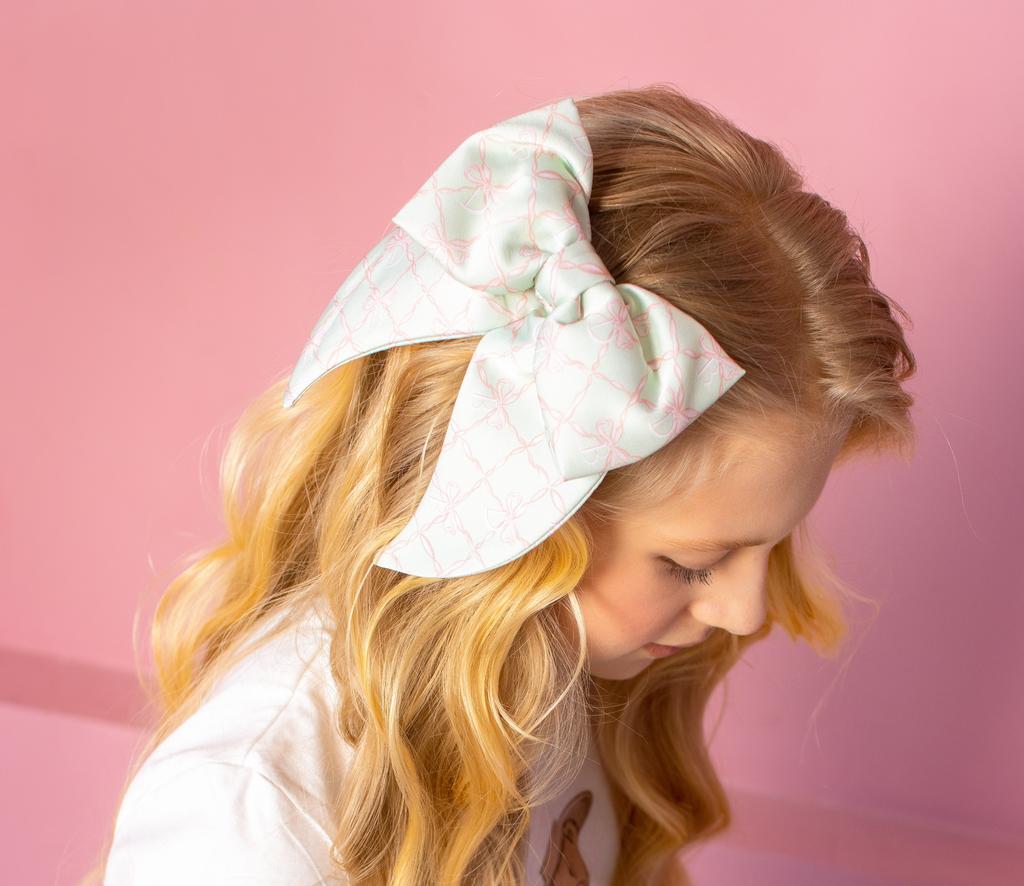 Бант на заколке «Lovely Dava »  цвет: фисташковый/персиковый