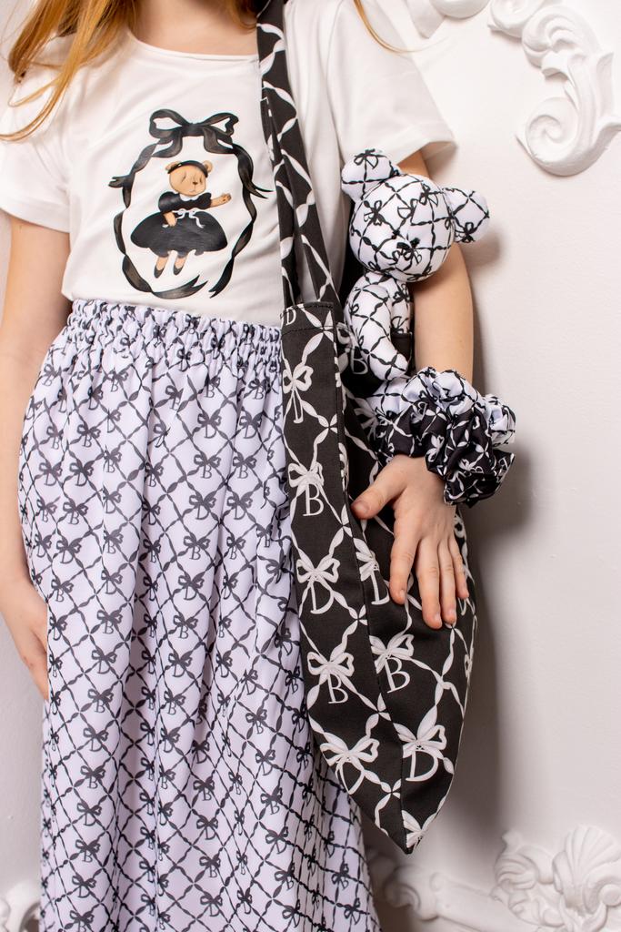 Юбка шифоновая Dava цвет: белый/черный