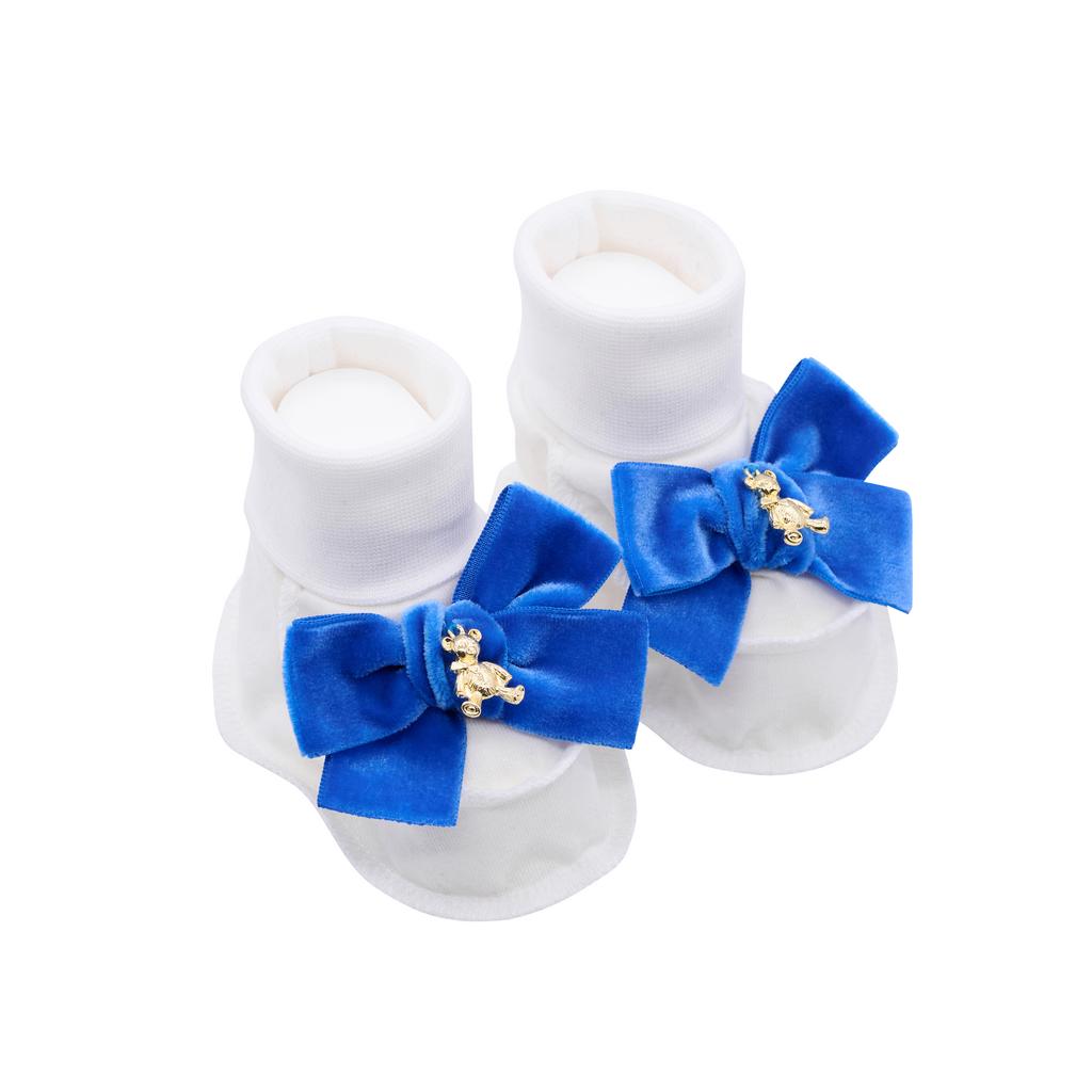 Пинетки трикотажные «Золотой мишка» молочные/синий