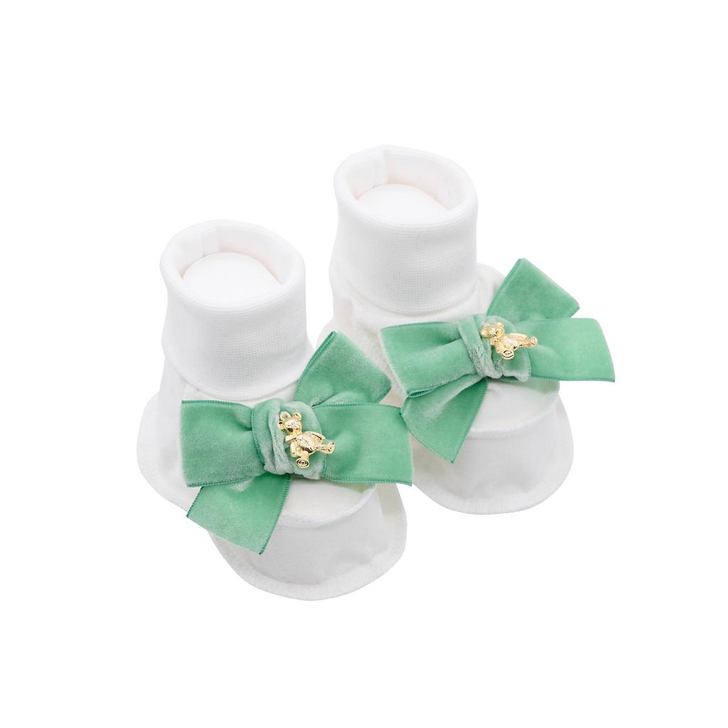 Пинетки трикотажные «Золотой мишка» молочные/фисташковый