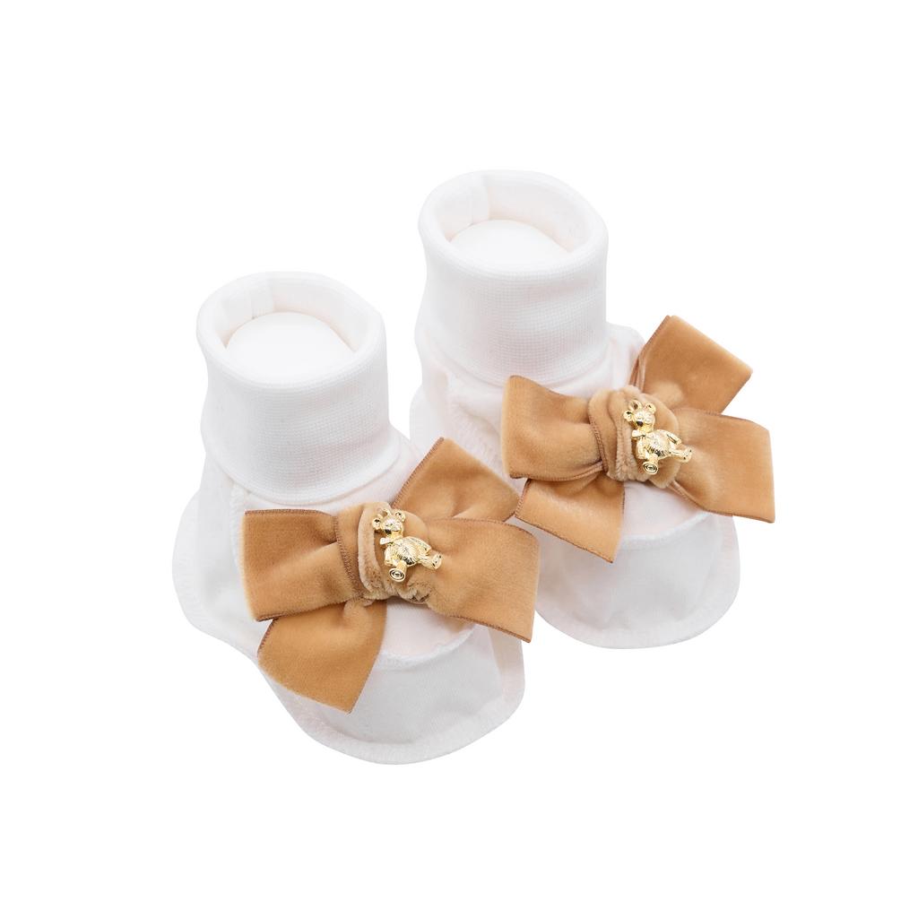 Пинетки трикотажные «Золотой мишка» молочные/карамель