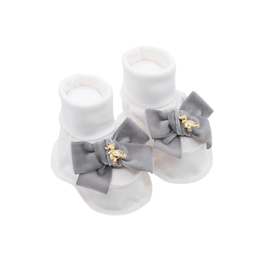 Пинетки трикотажные «Золотой мишка» молочные/серый
