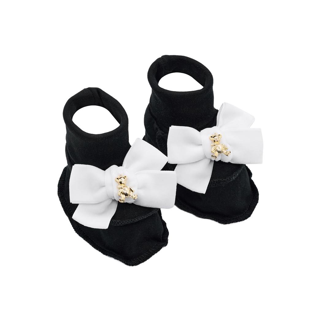 Пинетки трикотажные «Золотой мишка» черный/белый