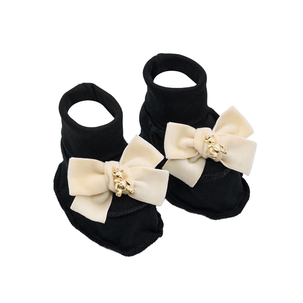 Пинетки трикотажные «Золотой мишка» черный/молочный