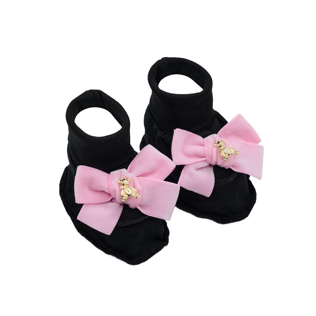 Пинетки трикотажные «Золотой мишка» черный/розовый