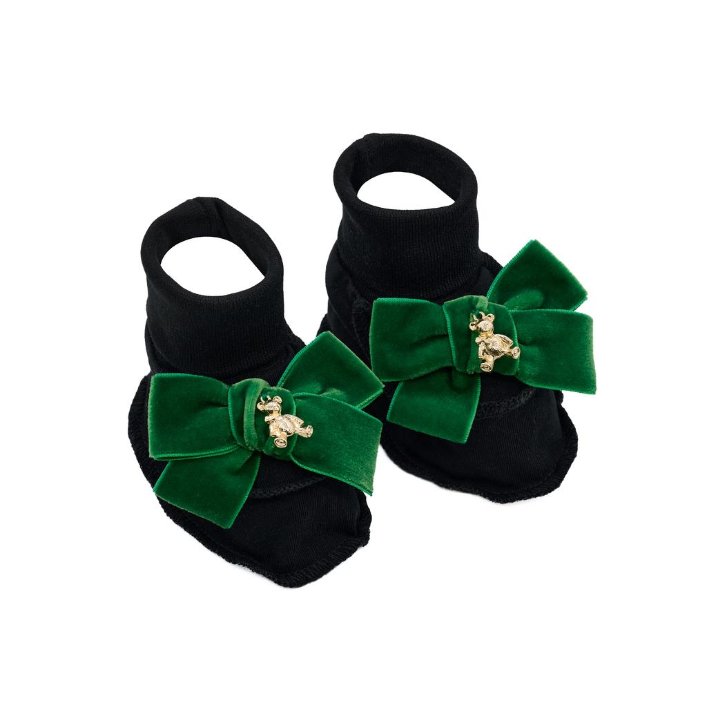 Пинетки трикотажные «Золотой мишка» черный/зеленый