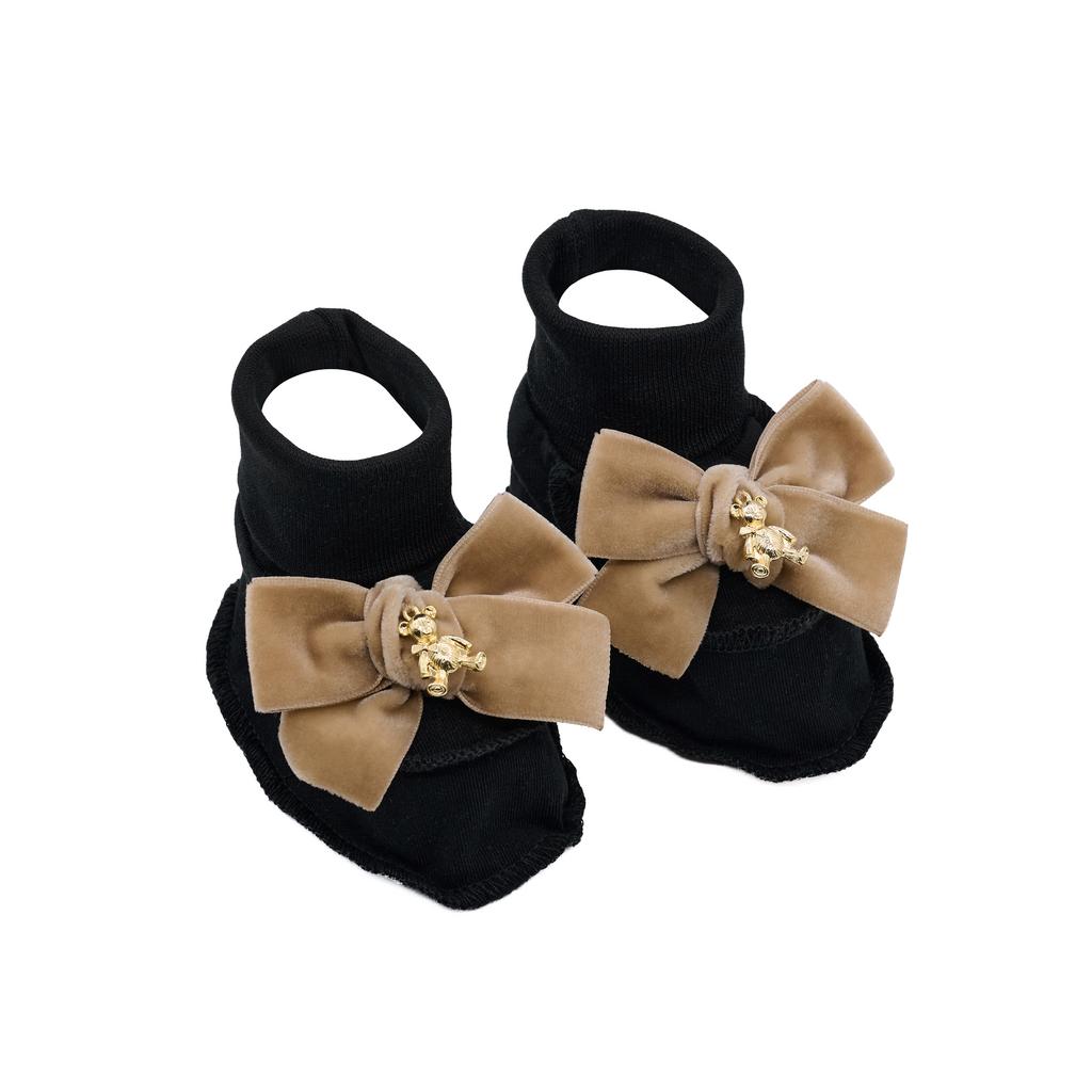 Пинетки трикотажные «Золотой мишка» черный/бежевый