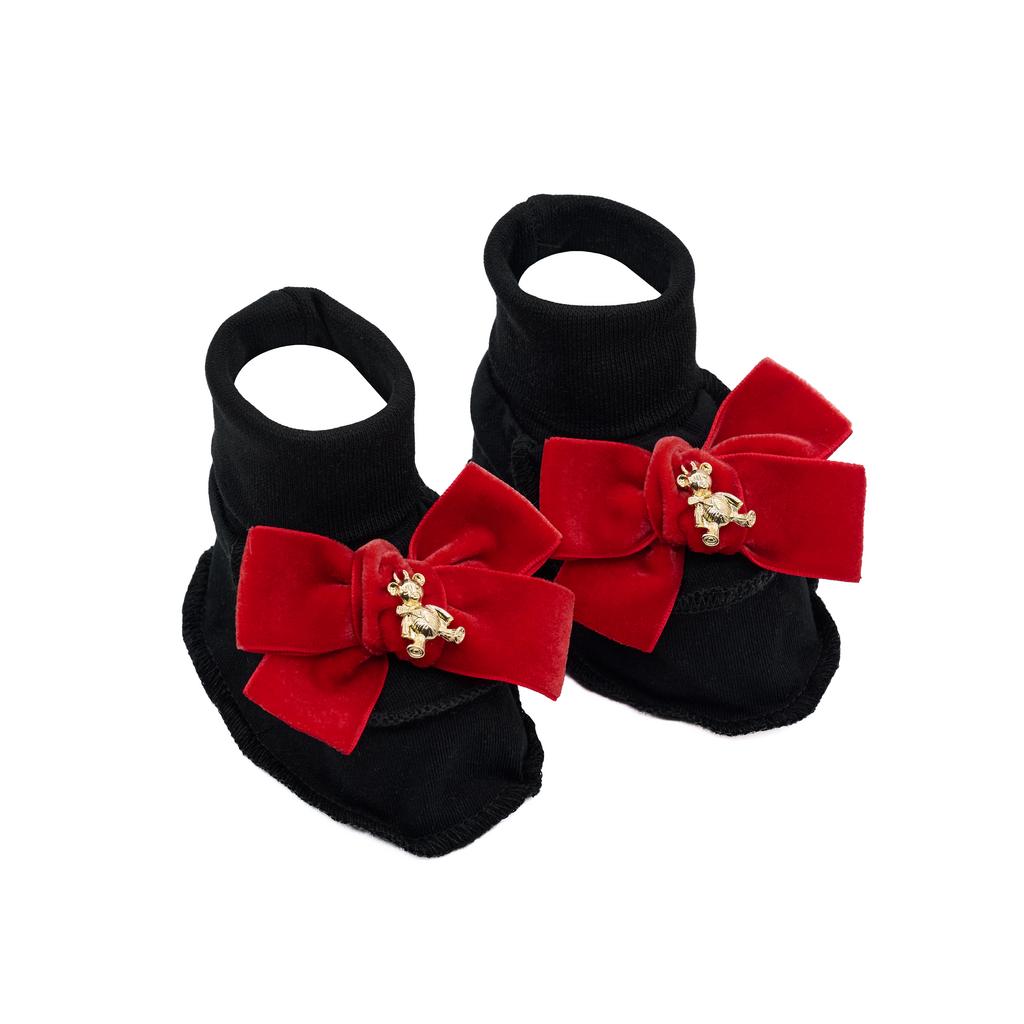 Пинетки трикотажные «Золотой мишка» черный/красный