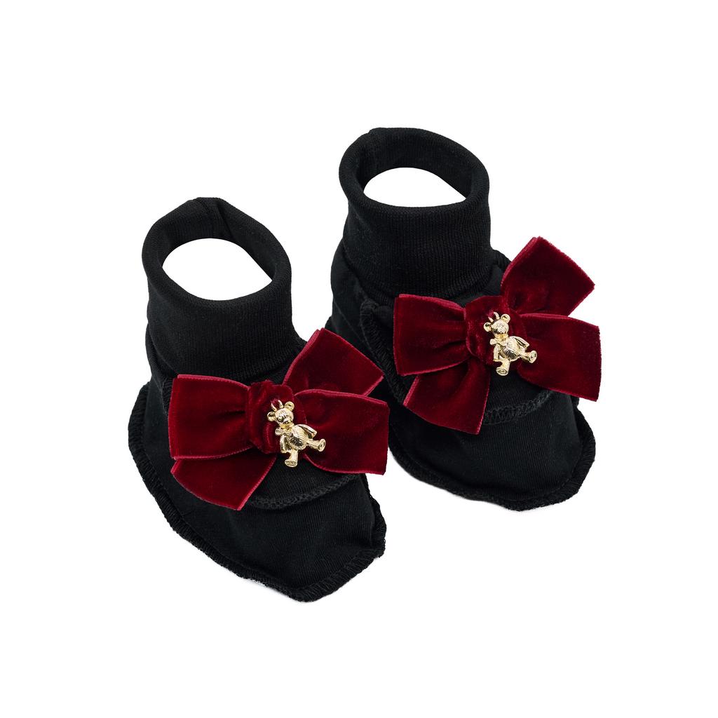 Пинетки трикотажные «Золотой мишка» черный/бордовый